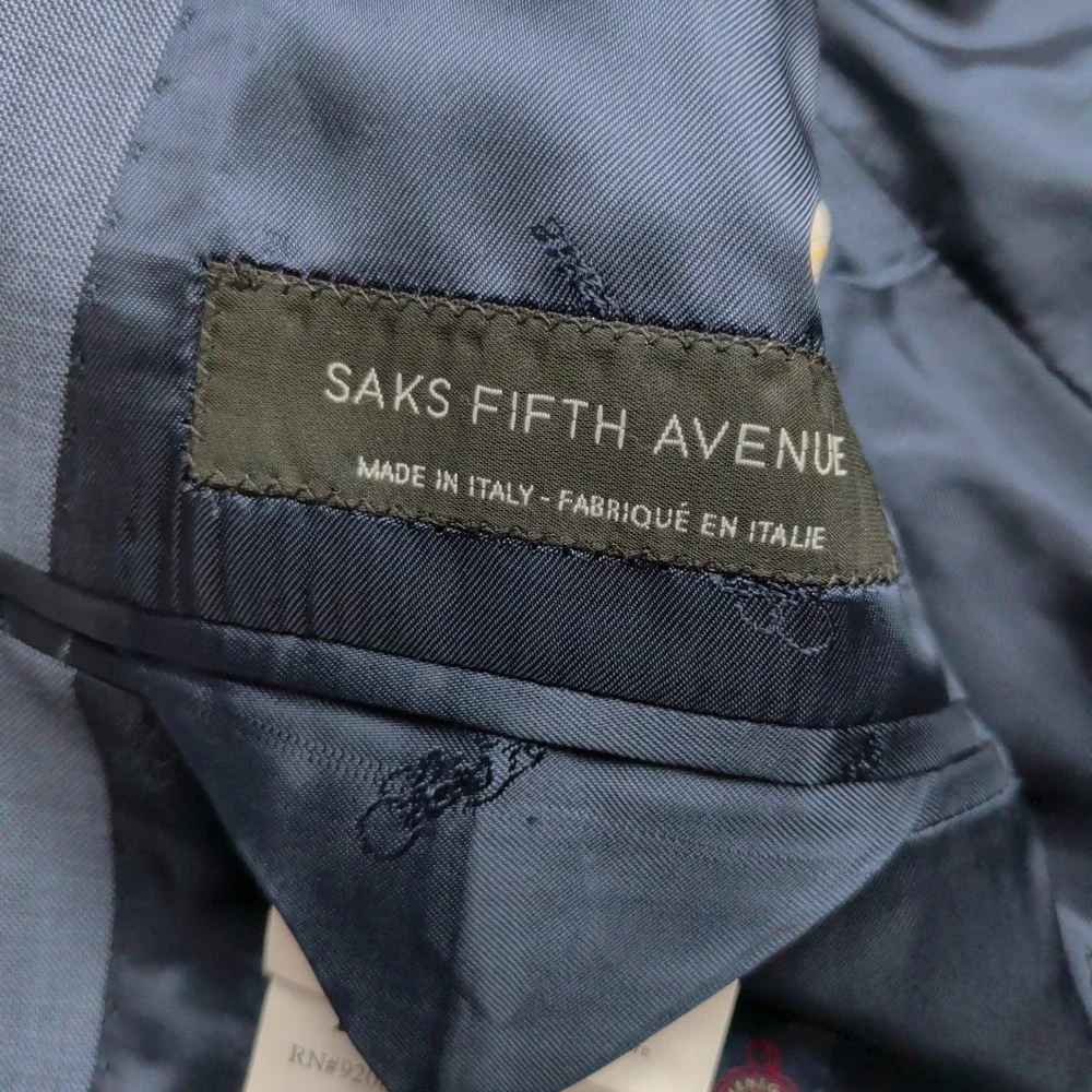 Saks Fifth Avenue Ermenegildo Zegna Traveller 42R Blue Wool Blazer Sport Coat
